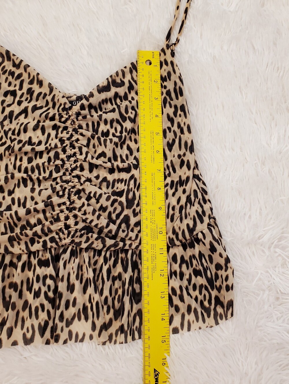 Guess Leopard Print Spaghetti Strap Peplum Top - Tan and Black XL - Picture 7 of 8